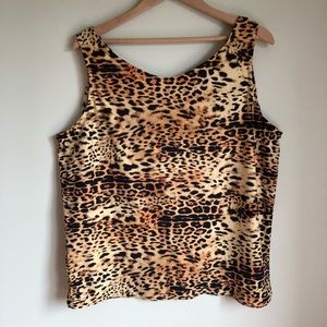3/$30💚Handmade black and yellow animal print tank top size xlarge XL